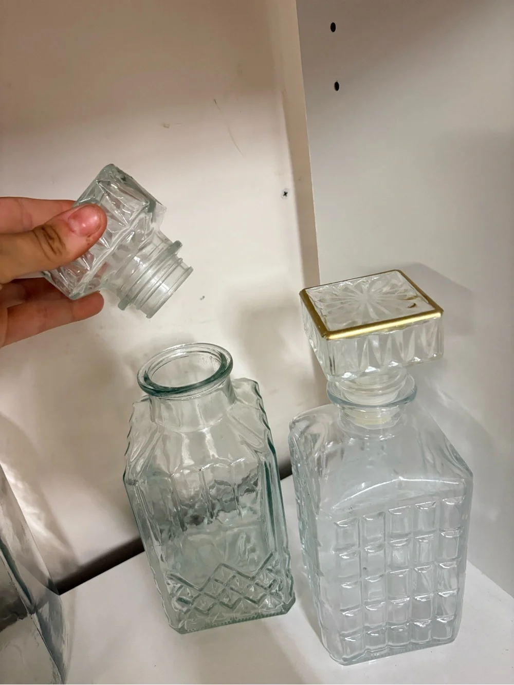 Vintage Clear Glass Decanter Pair